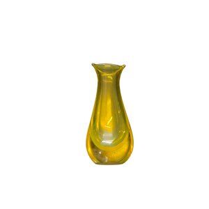 Mid-Century Amber Glass Vase Handblown Decorative Art Glass